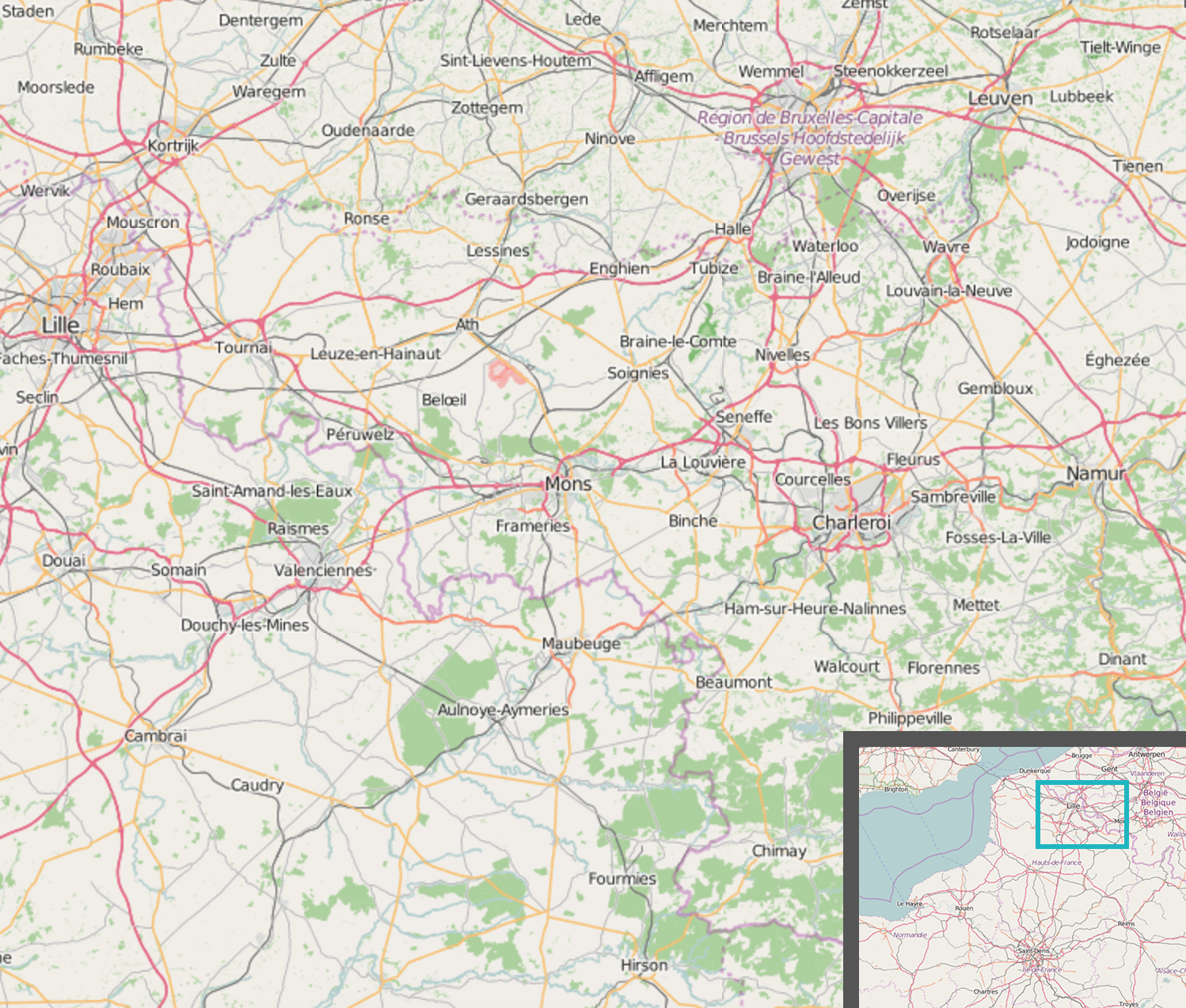 Carte du Valenciennois